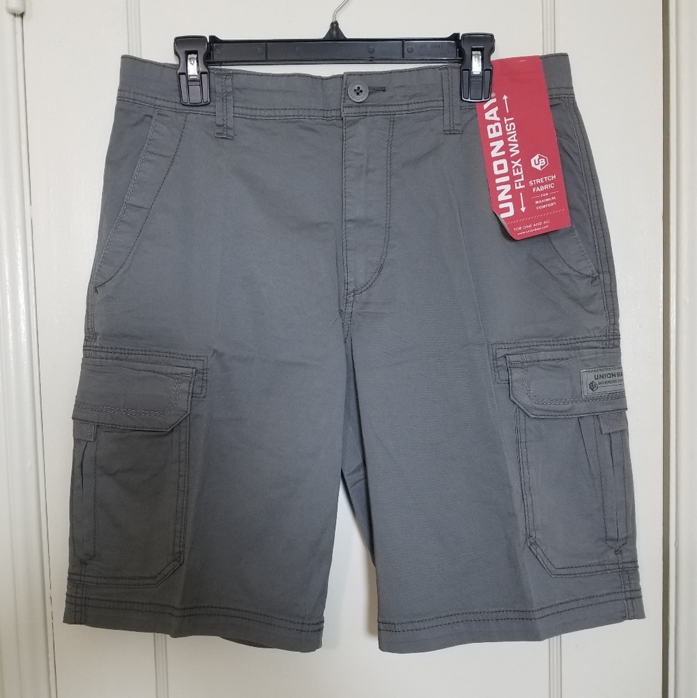UNION BAY FLEX WAIST cargo Shorts Gray Goose NWT size 32